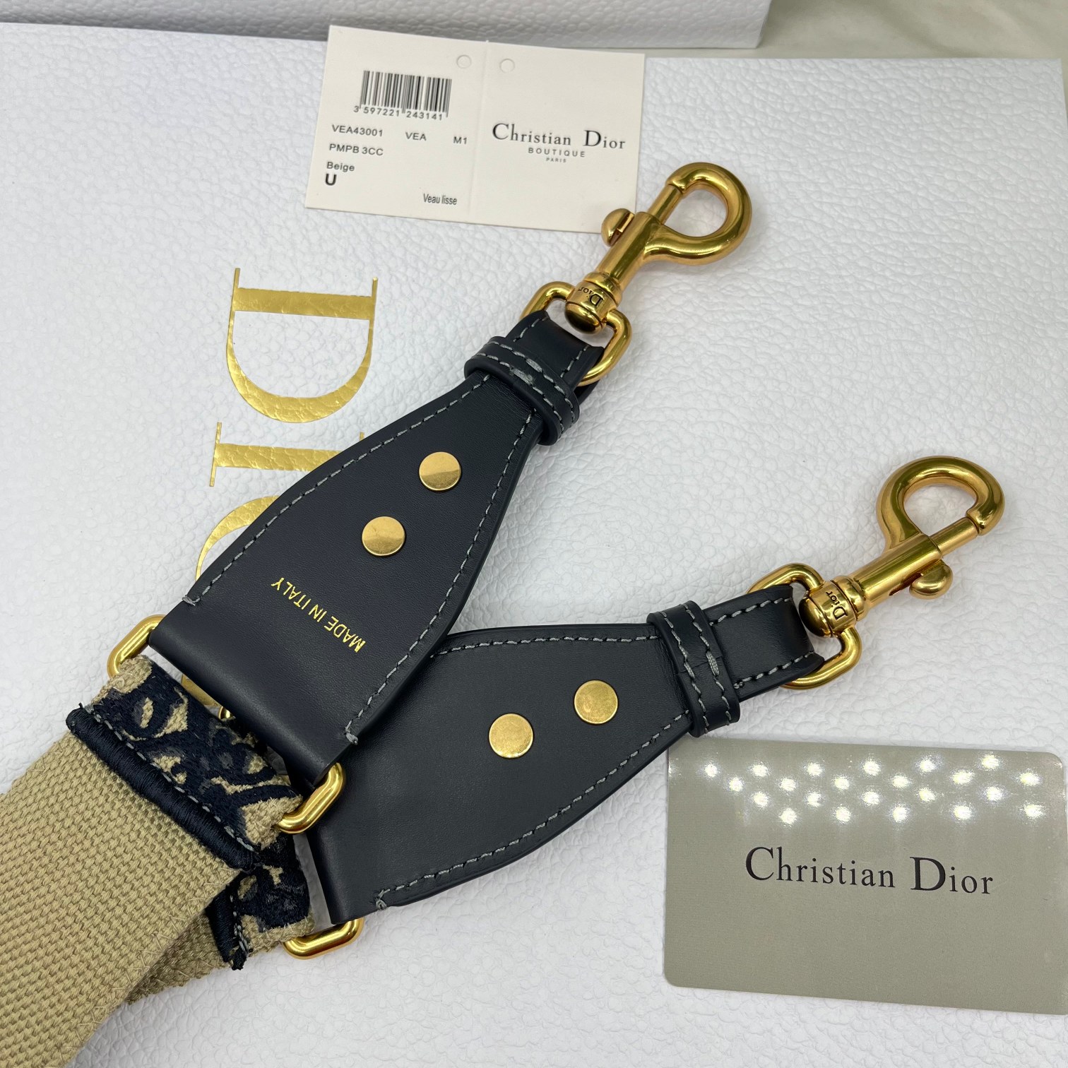 Dior Blue D shoulder strap