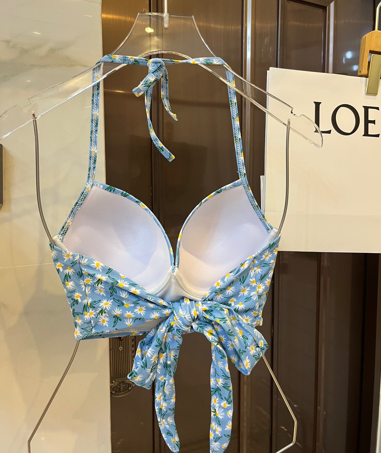 Gucci New split bikini swimming costume halter with steel ring bra + triangle shorts