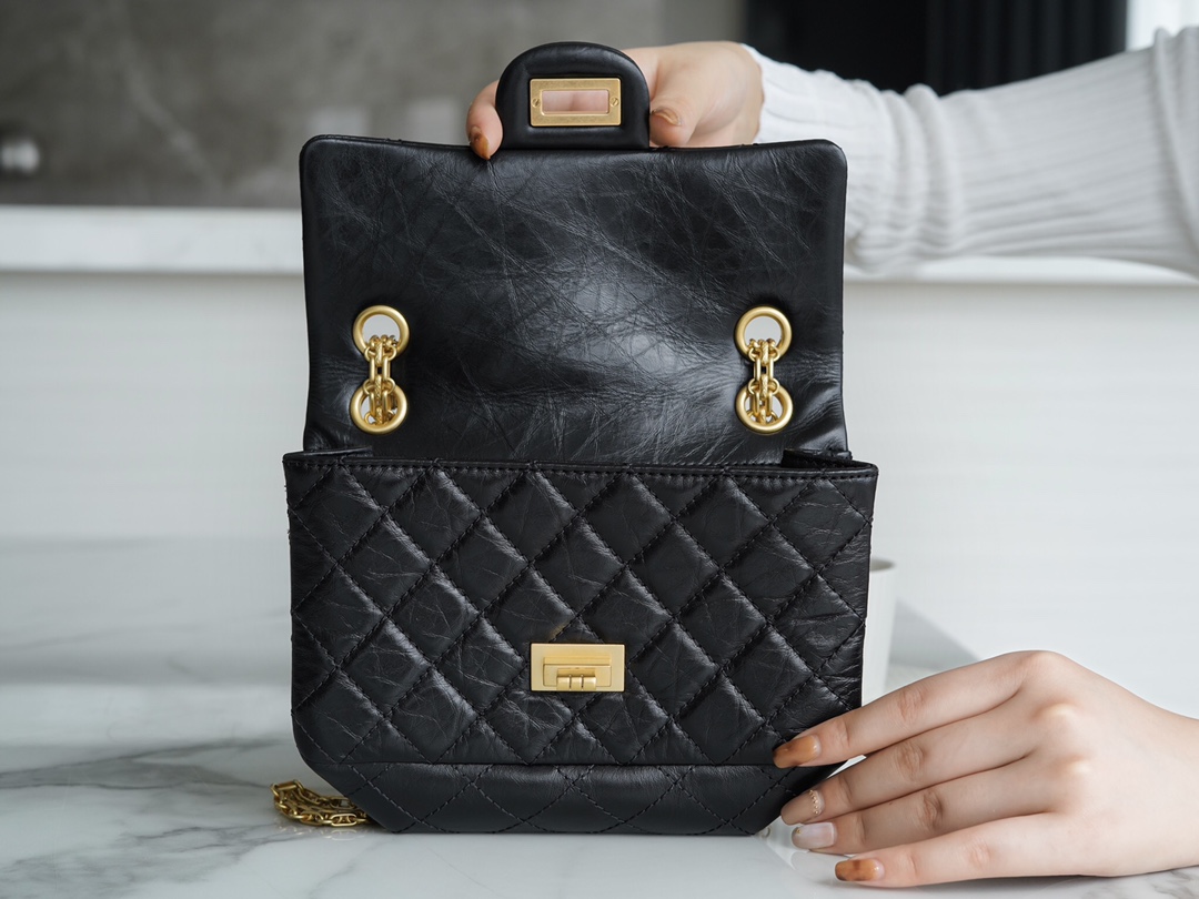 𝗖𝗵𝗮𝗻𝗲𝗹 Replica ❷. ❺❺ Italian [Montebello] tire cowhide 𝗠𝗶𝗻𝗶 black gold