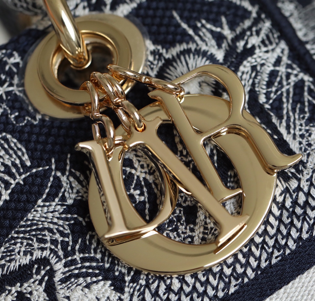 DIOR LADY-D-LITE five compartment toffee bag embroidered tiger blue