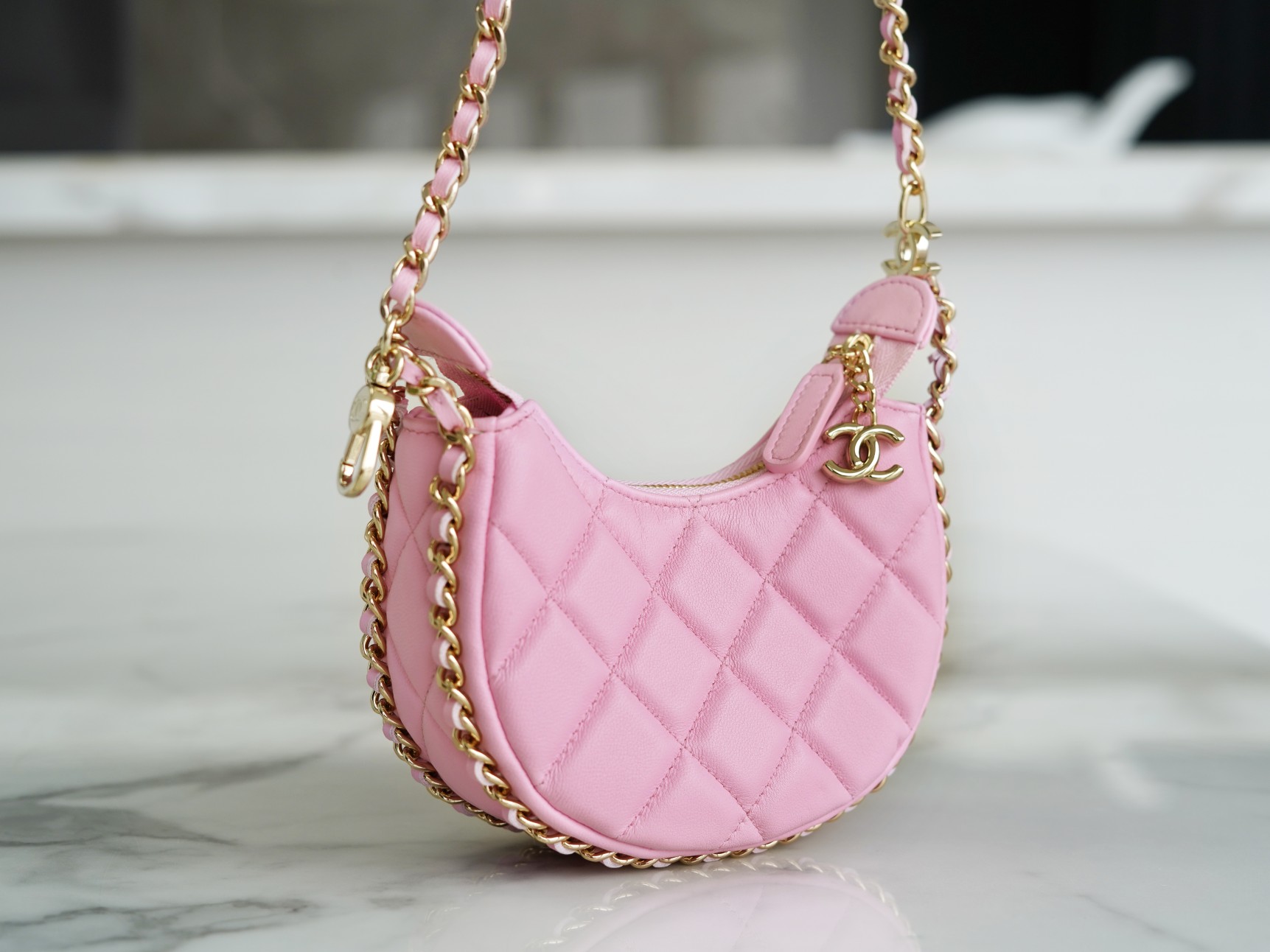 𝗖𝗛𝗔𝗡𝗘𝗟 23p moon/moon bag small pink