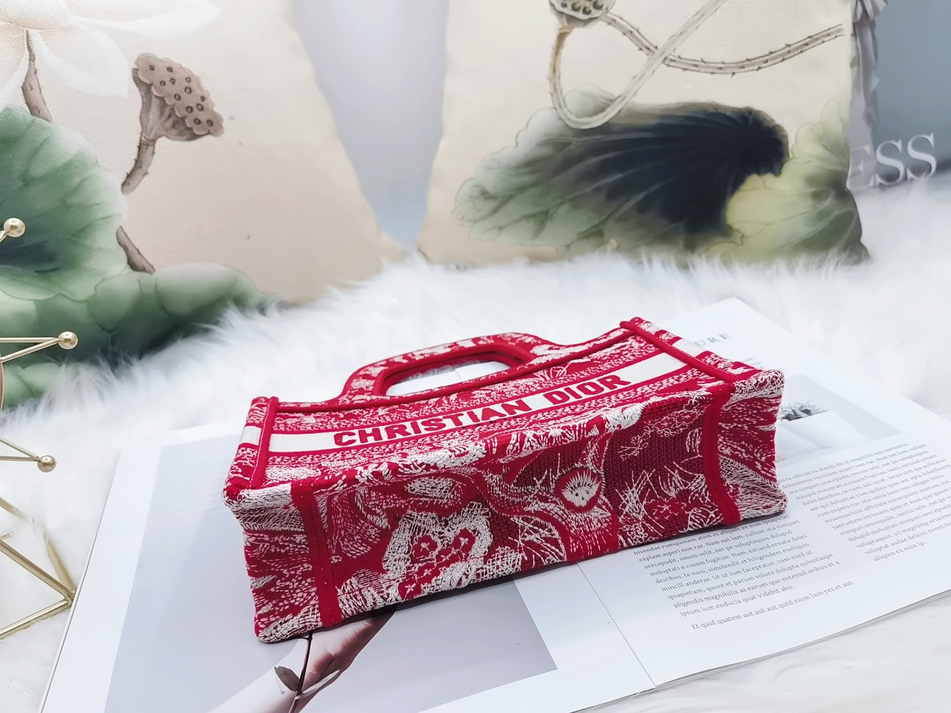 Dior Book Tote New Pattern Red Tiger Mini