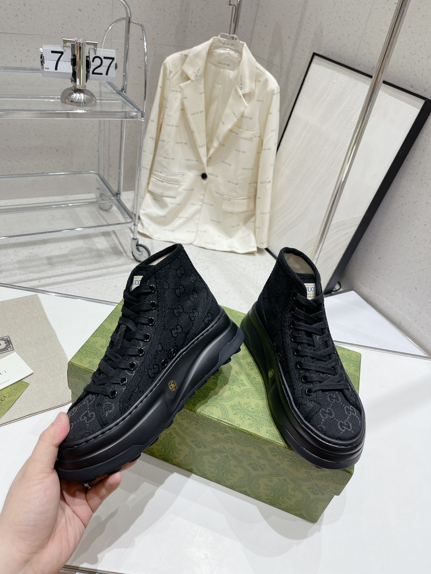 Gucci Explosive Presbyopia Canvas Casual Platform Shoes