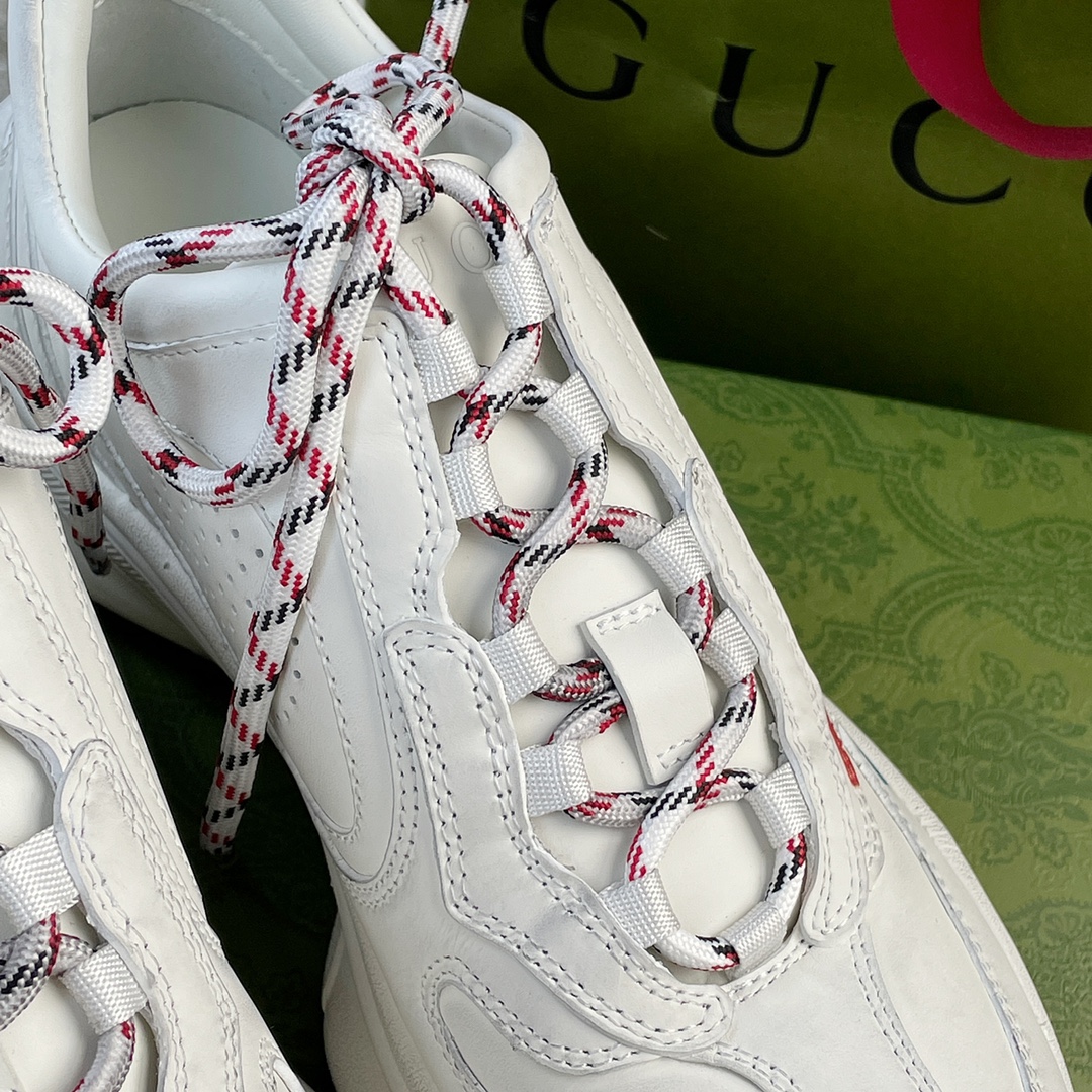 Full leather version of the Gucci RUN collection Cowhide Sheepskin Running shoes Blue Red