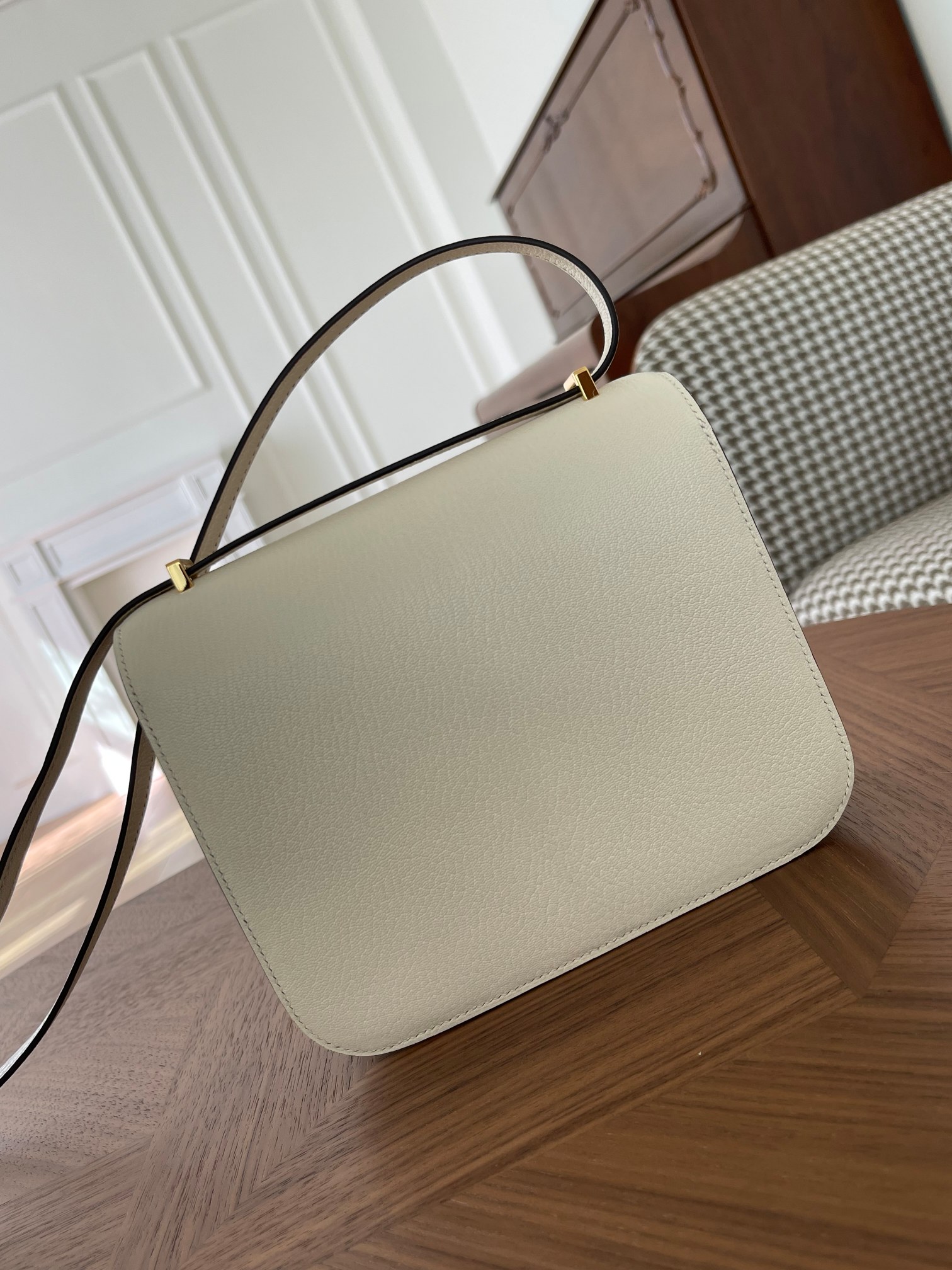 Kangkang 19 cream white goatskin gold buckle