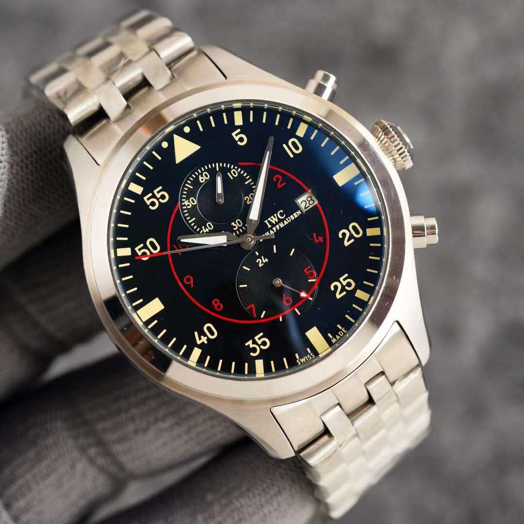 IWC- Pilot series Built-in imported chronograph movement Blue glass mirror Super A case cover