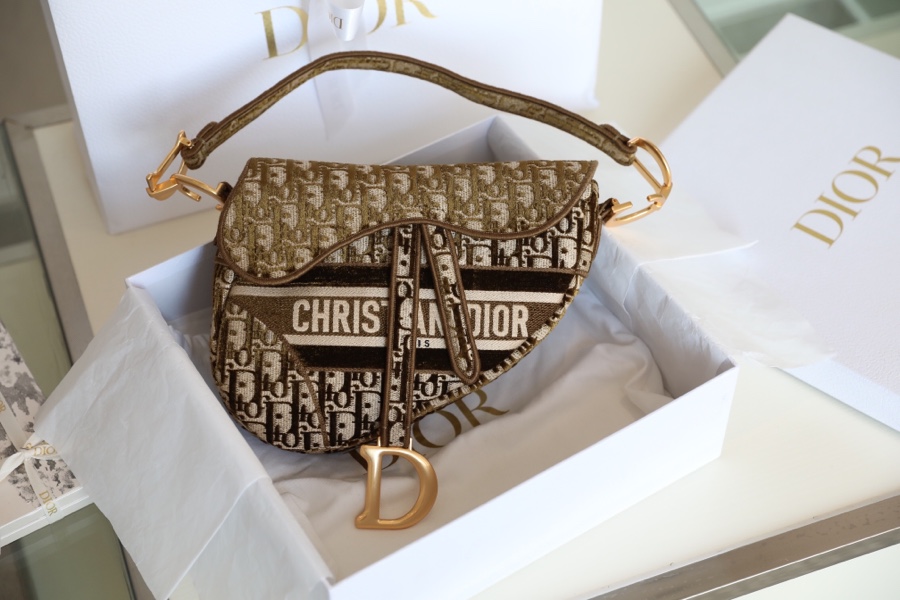 Dior Oblique Velvet Saddle Brown