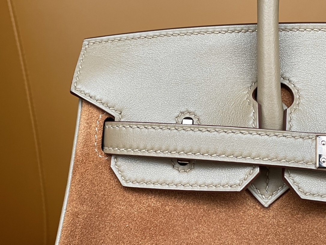 Birkin 25/30 Chestnut suede with swift Leather rose Gold Buckle