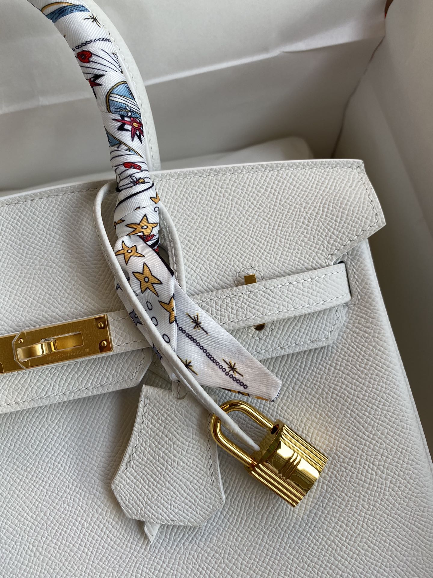 Birkin 25cm Epsom Leather Pure White Gold Buckle