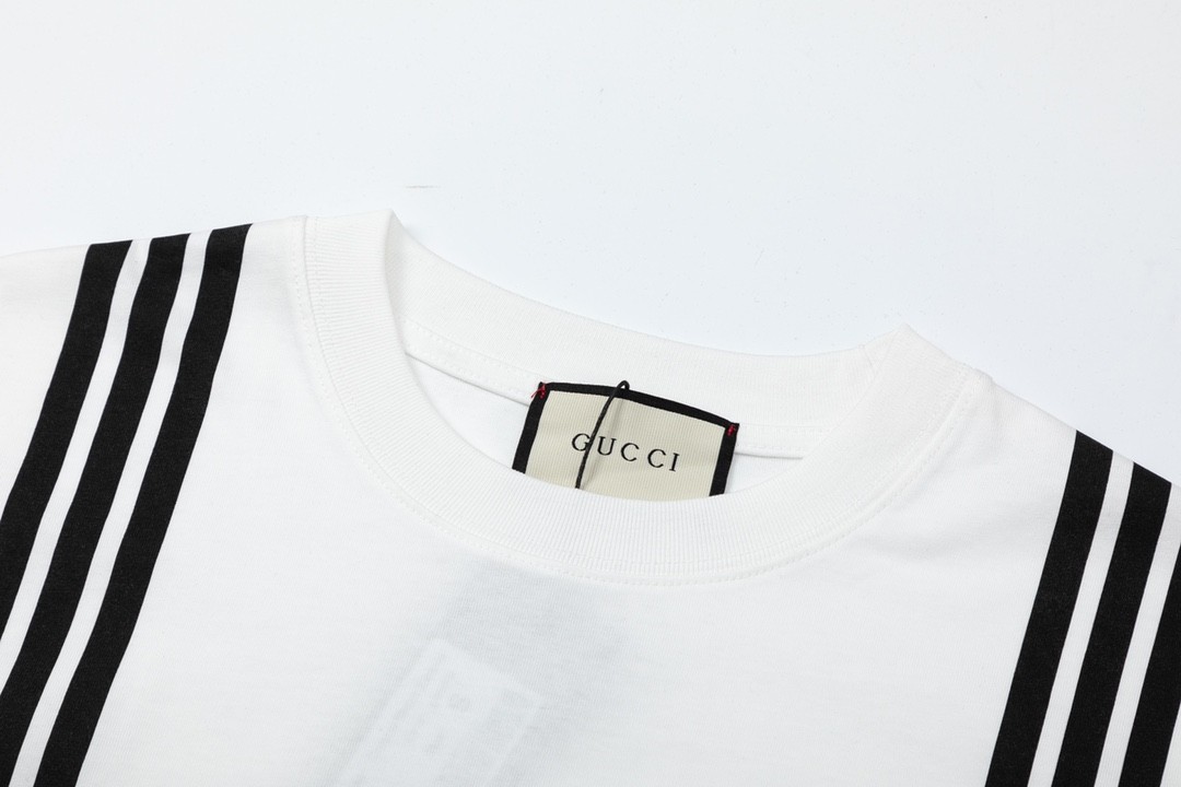 Gucci 23SS double G vertical stripe foam printed t-shirt