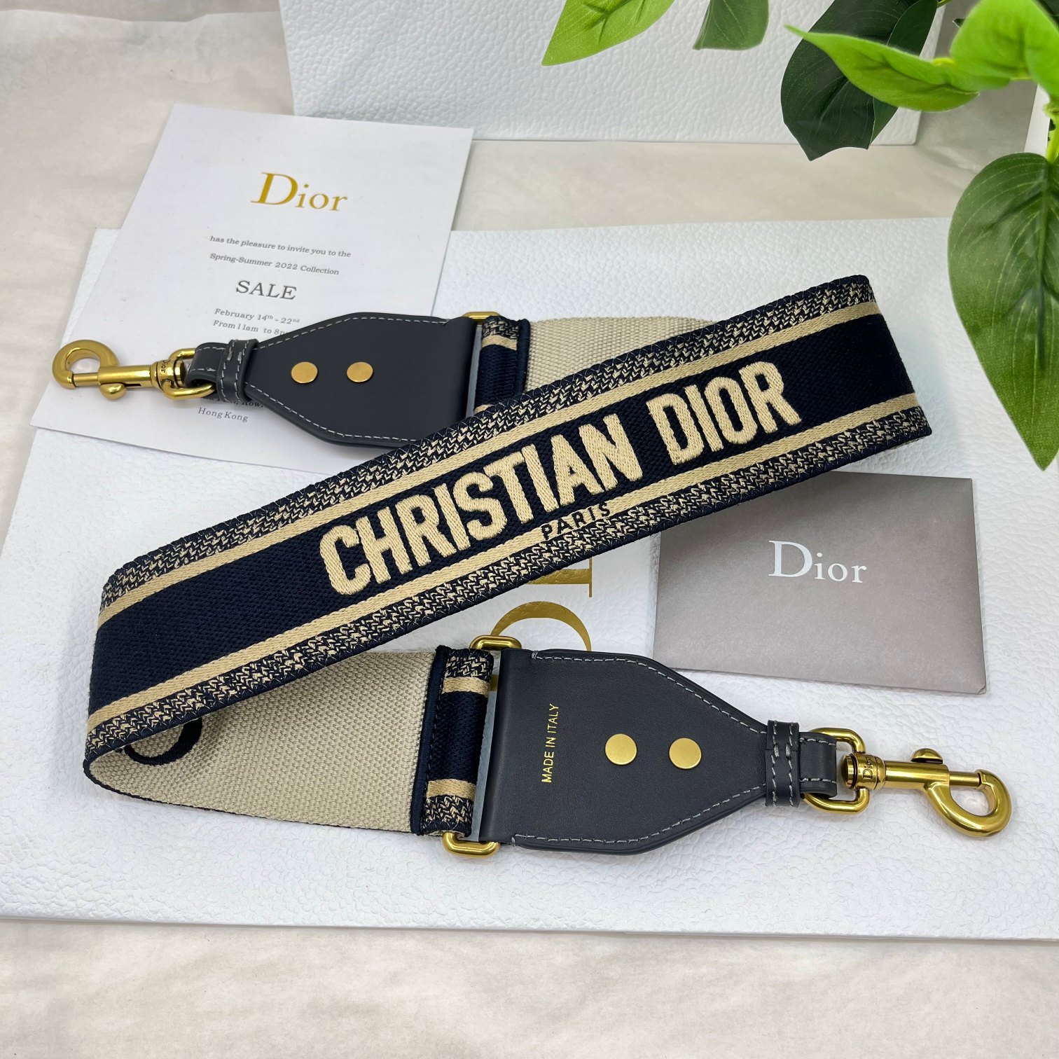 Dior letter blue shoulder strap