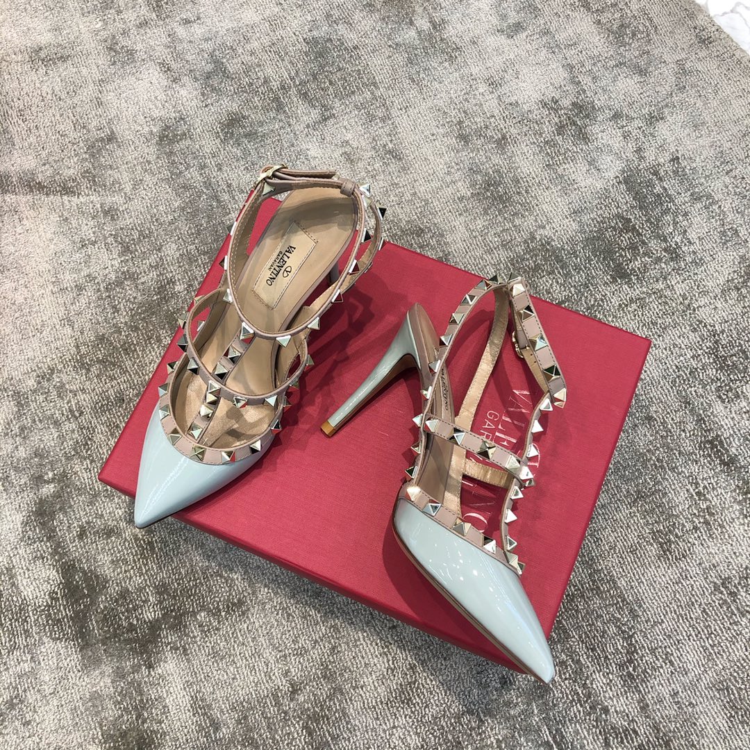 Valentino VT Collection Two Strap Mid Heel 10cm Blue