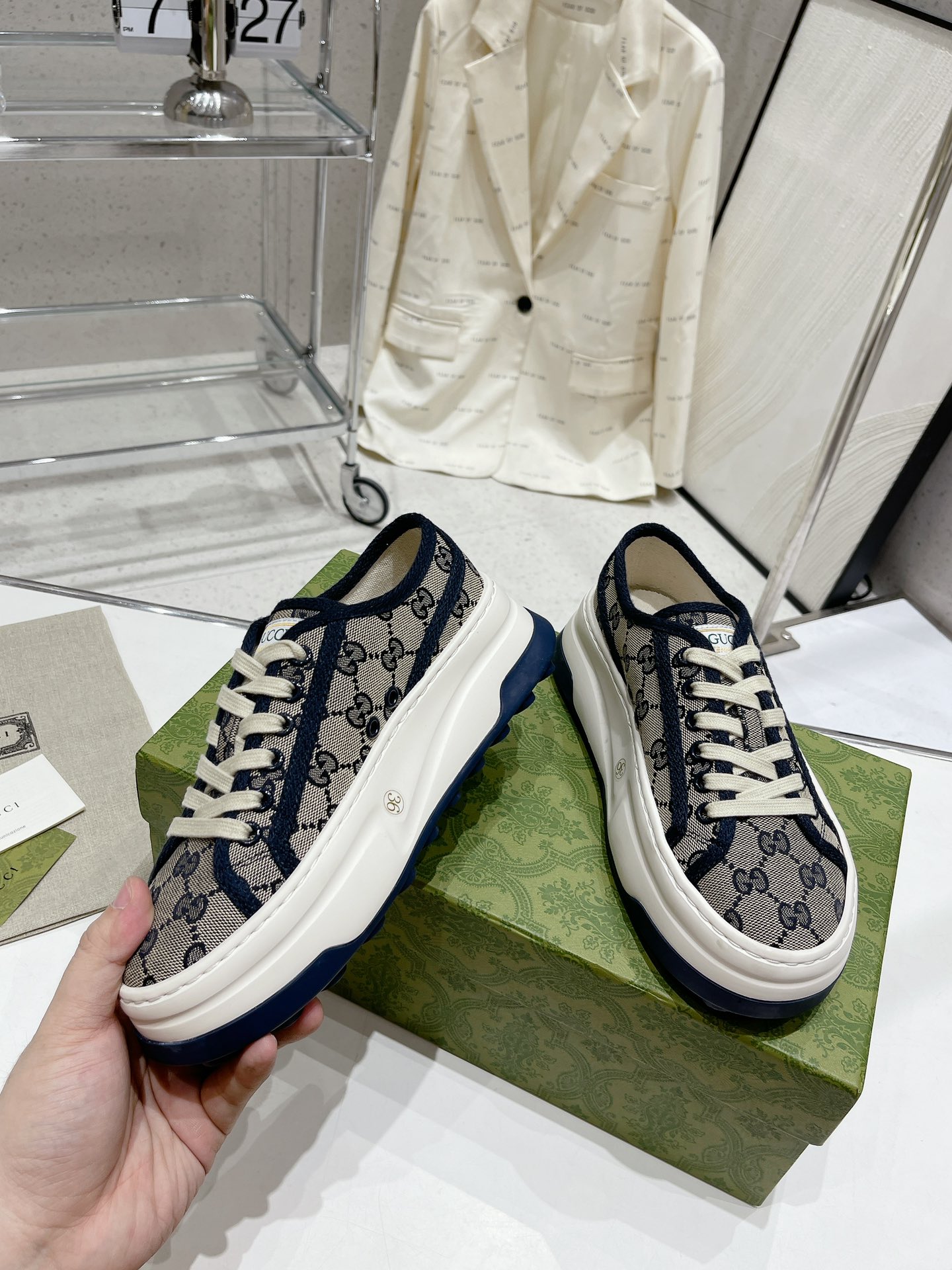 Gucci Explosive Presbyopia Canvas Casual Platform Shoes