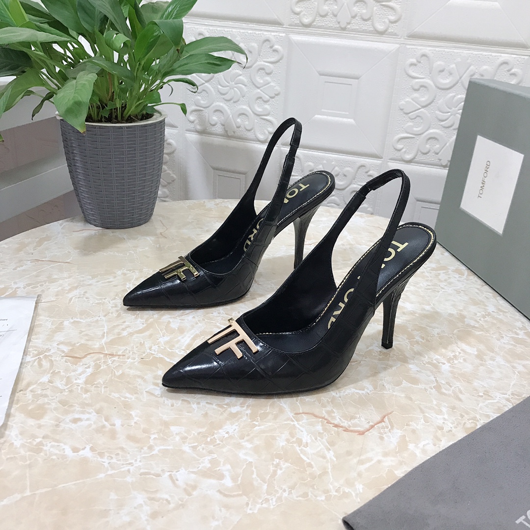 𝐓𝐎𝐌𝐅𝐎𝐑𝐃｜𝟐𝟎𝟐𝟑𝐒𝐒/𝐧𝐞𝐰 TOM high heeled bag toe sandals Original black leather outsole