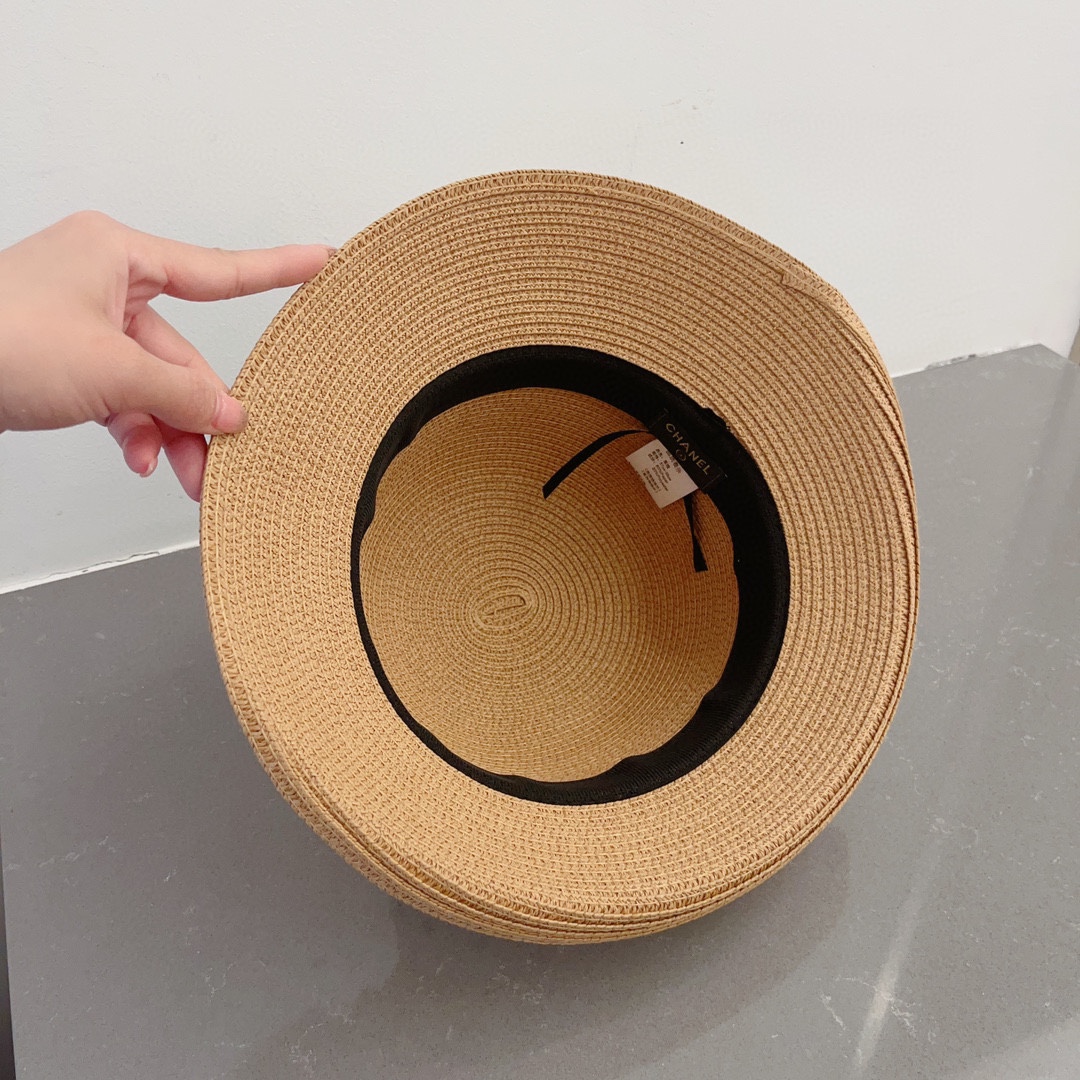 CHANEL socialite straw hat, polka dot hat