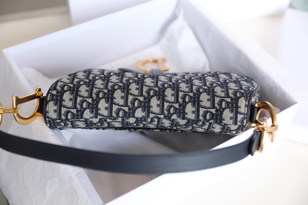 Dior Oblique Old Flower Saddle Handbag