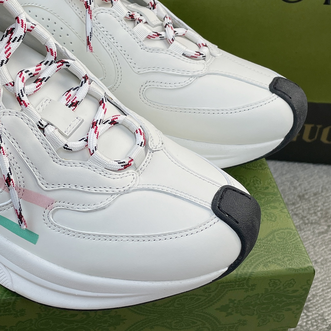 Gucci RUN in all leather Cowhide Sheepskin running shoes red and green