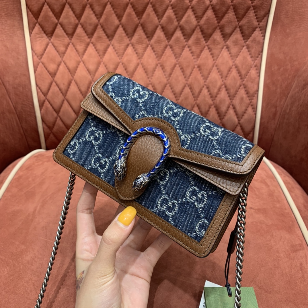 GUCCI 𝙂𝙐𝘾𝘾𝙄 𝘿𝙀𝙉𝙄𝙈 Denim Series Denim Dionysus Mini 16 # 476432