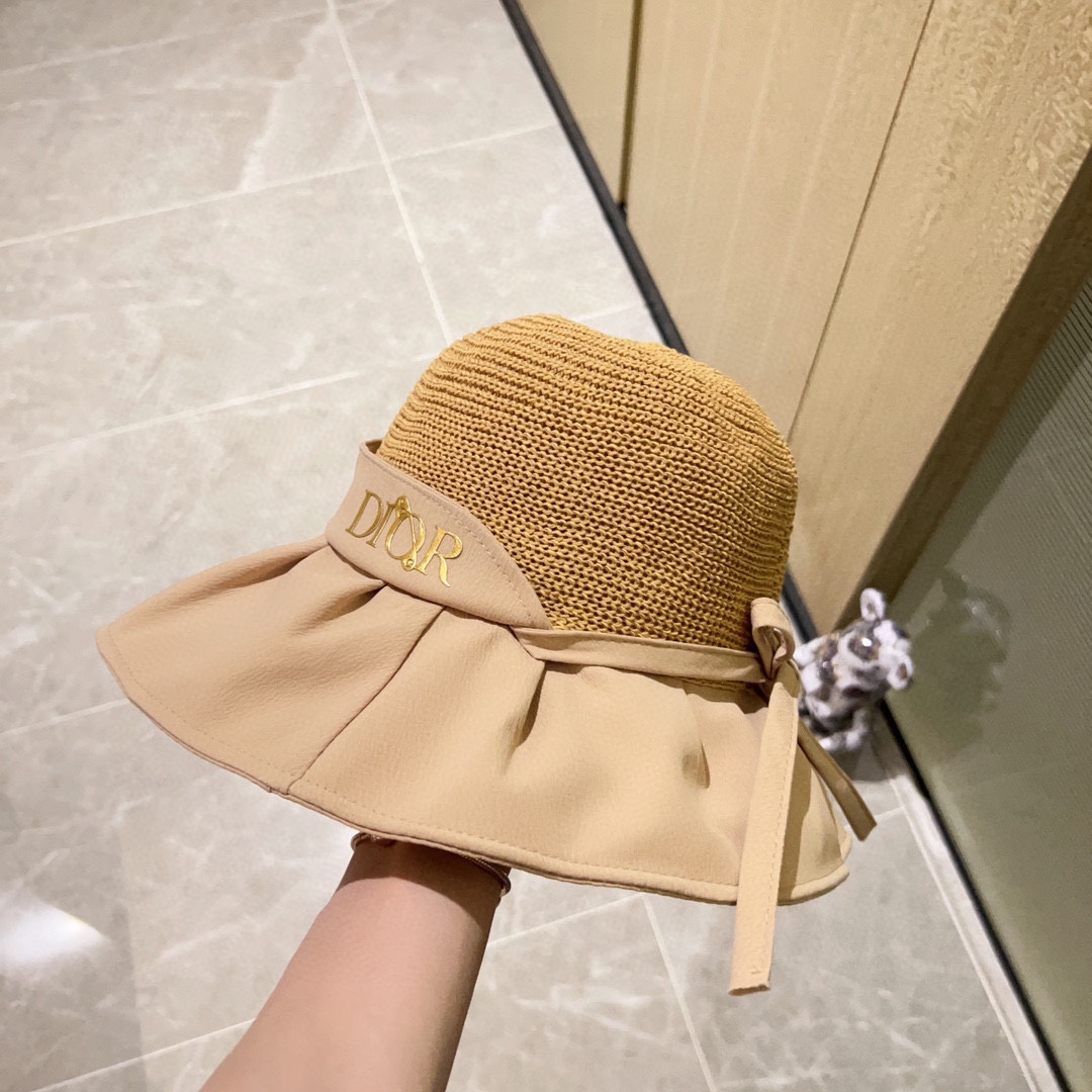 [Dior Dior] 2023 spring and summer style simple splicing sunset fisherman hat