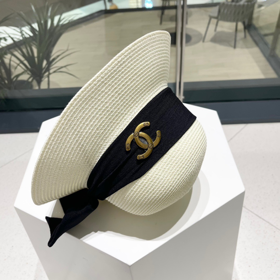 Chanel2023's new straw sunshade straw hat basin