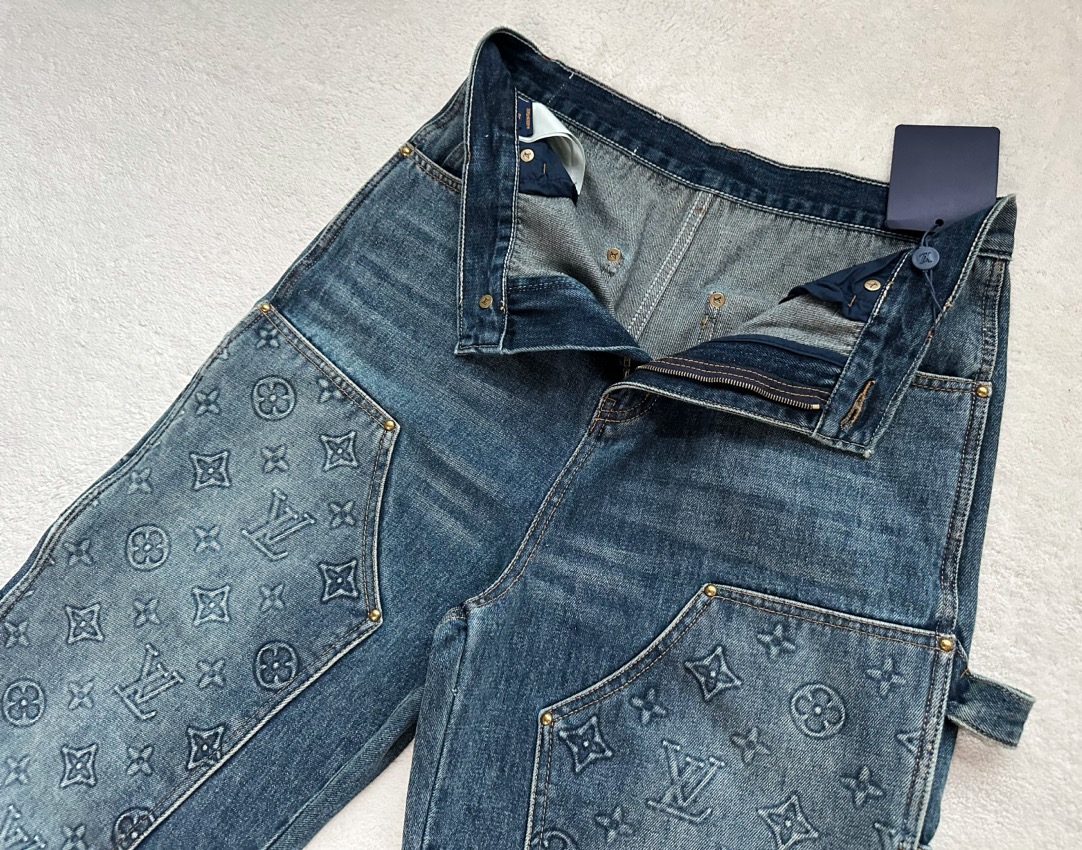 Louis Vuitton...three-dimensional embossed denim trousers
