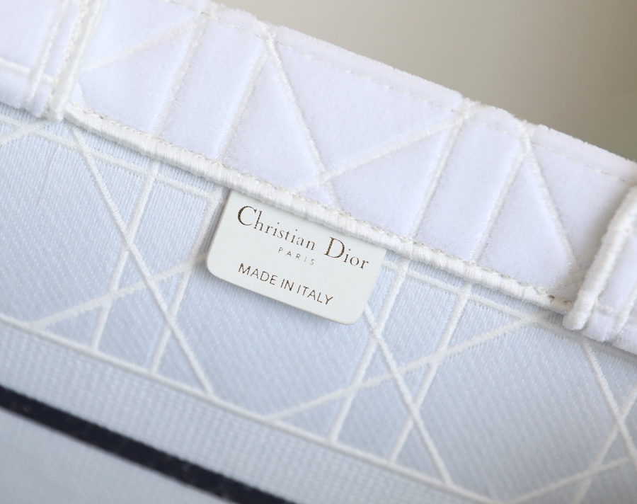 DIOR TOTE embroidered vine check white