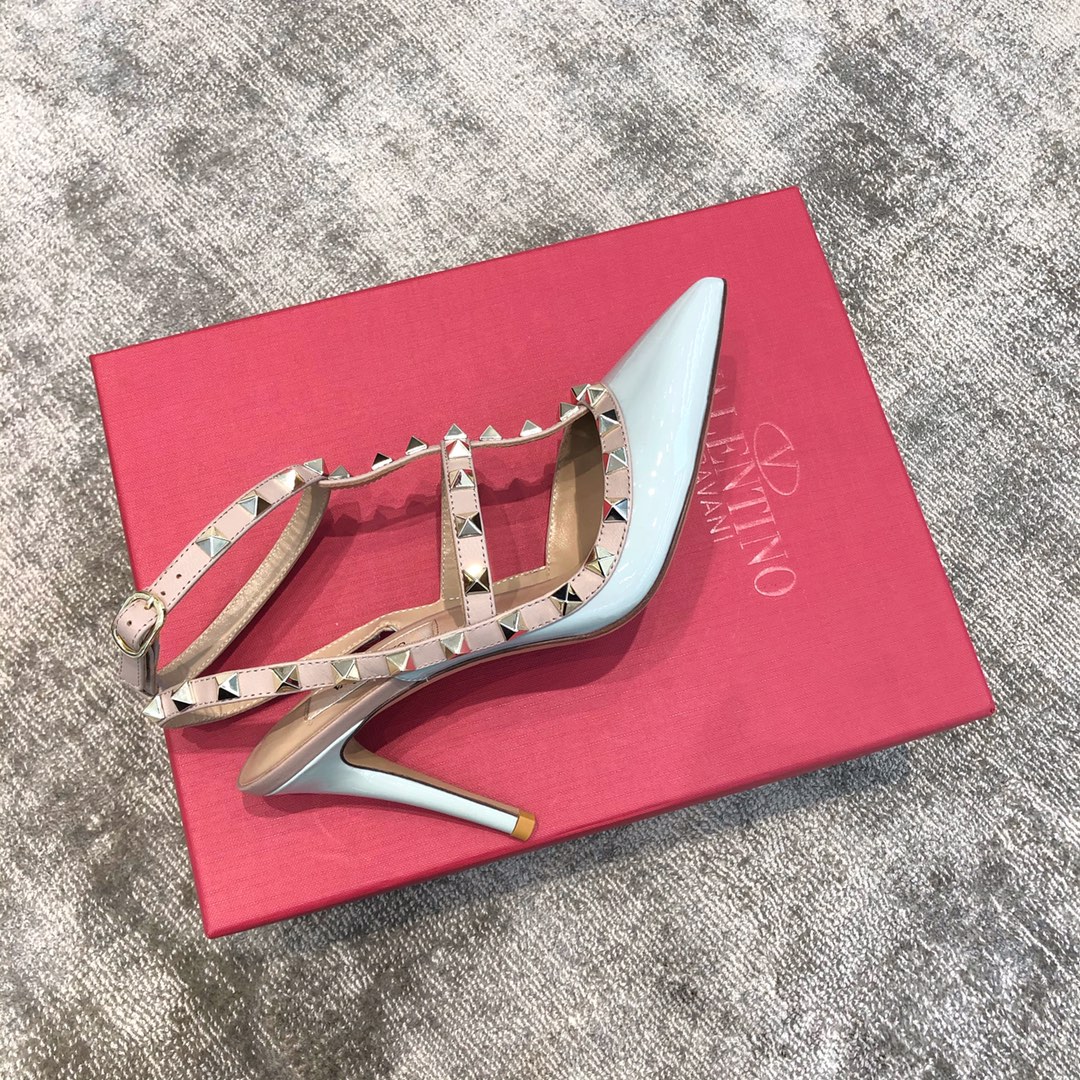 Valentino VT Collection Two Strap Mid Heel 10cm Blue