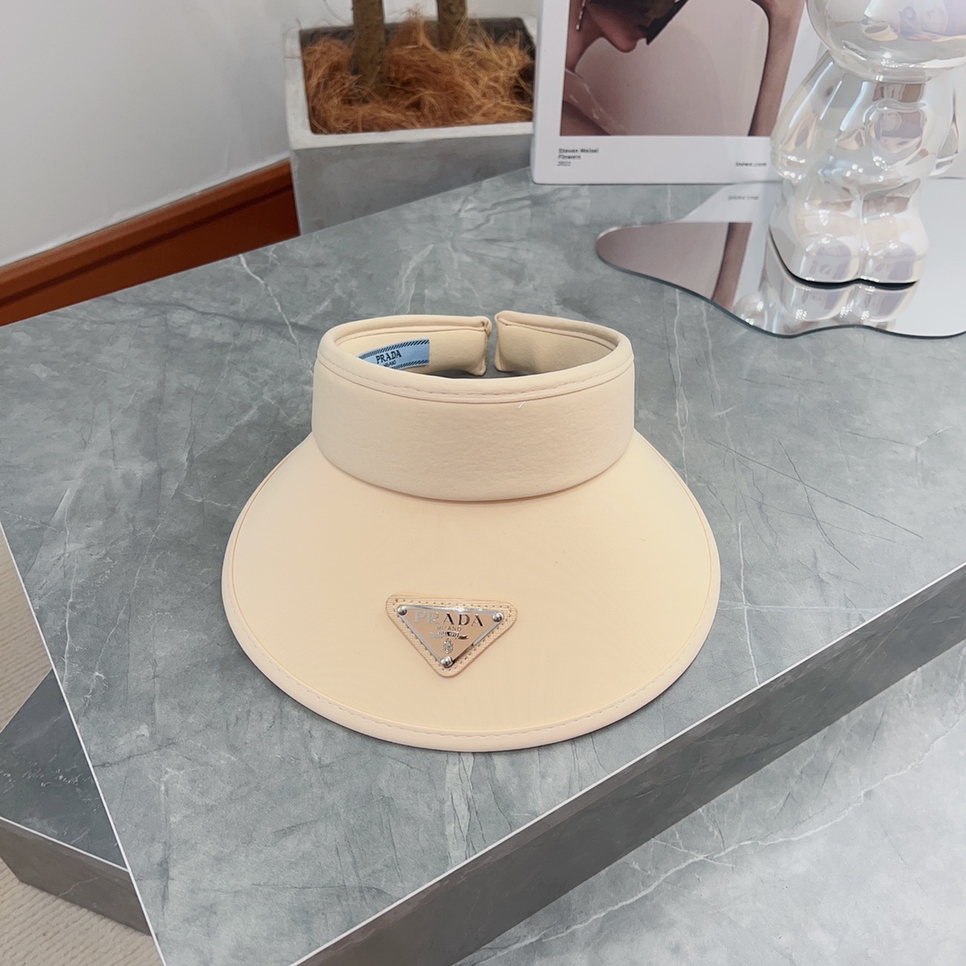 [PRADA Prada] 2023 summer new ice silk sun visor empty top hat