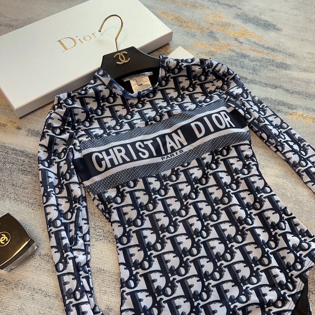 Dior gauze one-piece swimsuit