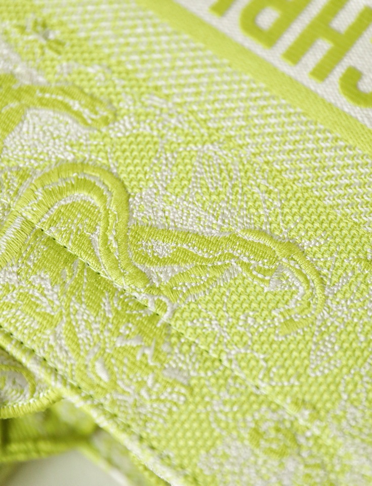 DIOR TOTE Fluorescent green embroidery