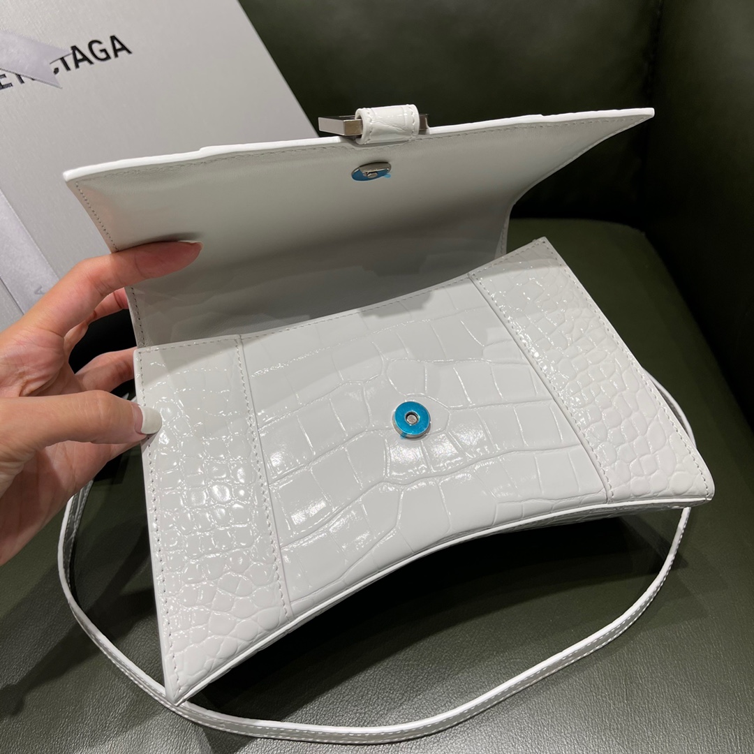 BALENCIAGA 𝐇𝐨𝐮𝐫𝐠𝐥𝐚𝐬𝐬𝐬 𝐒 crocodile-textured cowhide