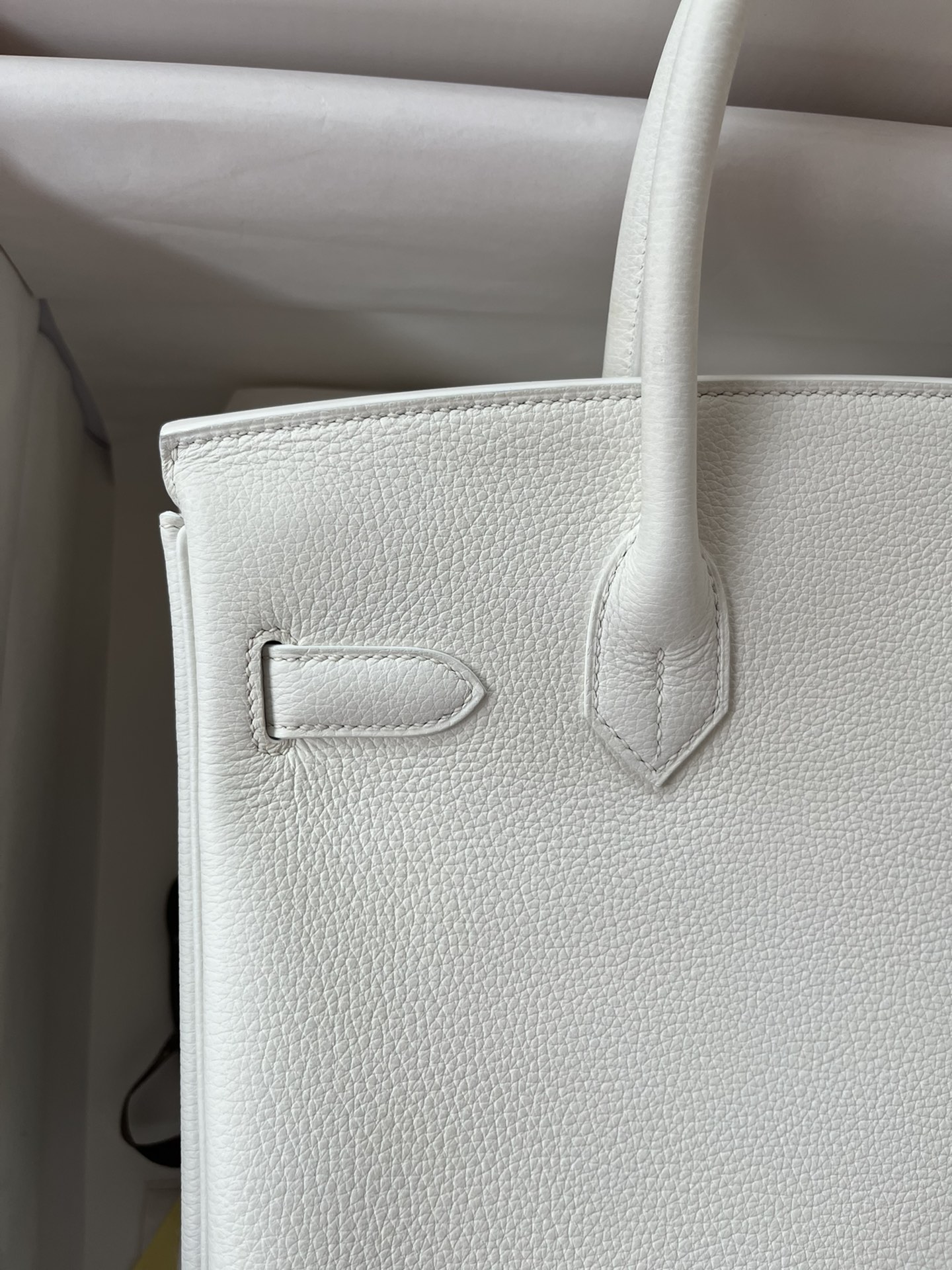 Birkin 30cm original calfskin togo pure white Snow White gold buckle top hand sewn