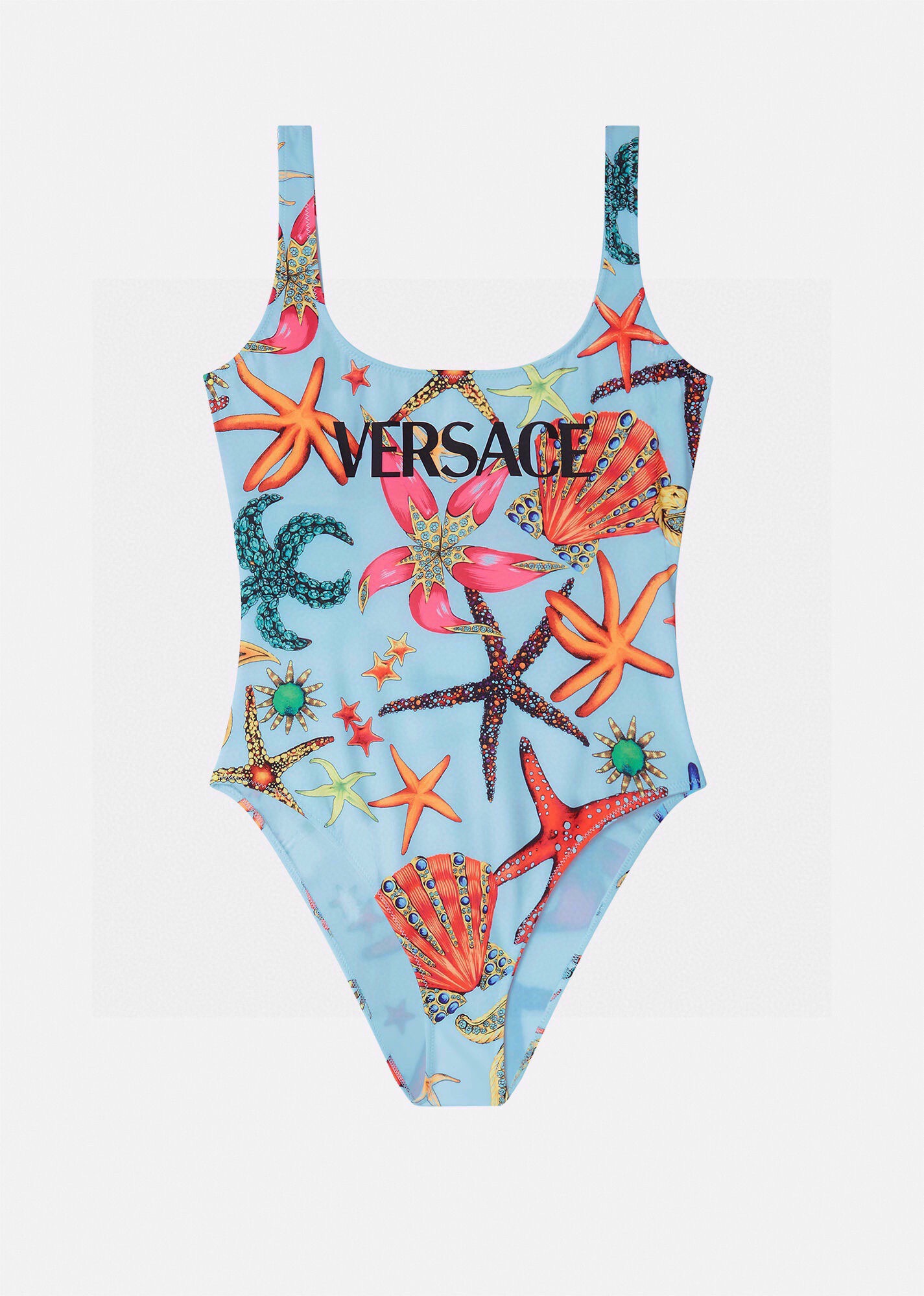 Versac*New Starfish Shell Print Open Back U-Neck One-Piece Swimsuit