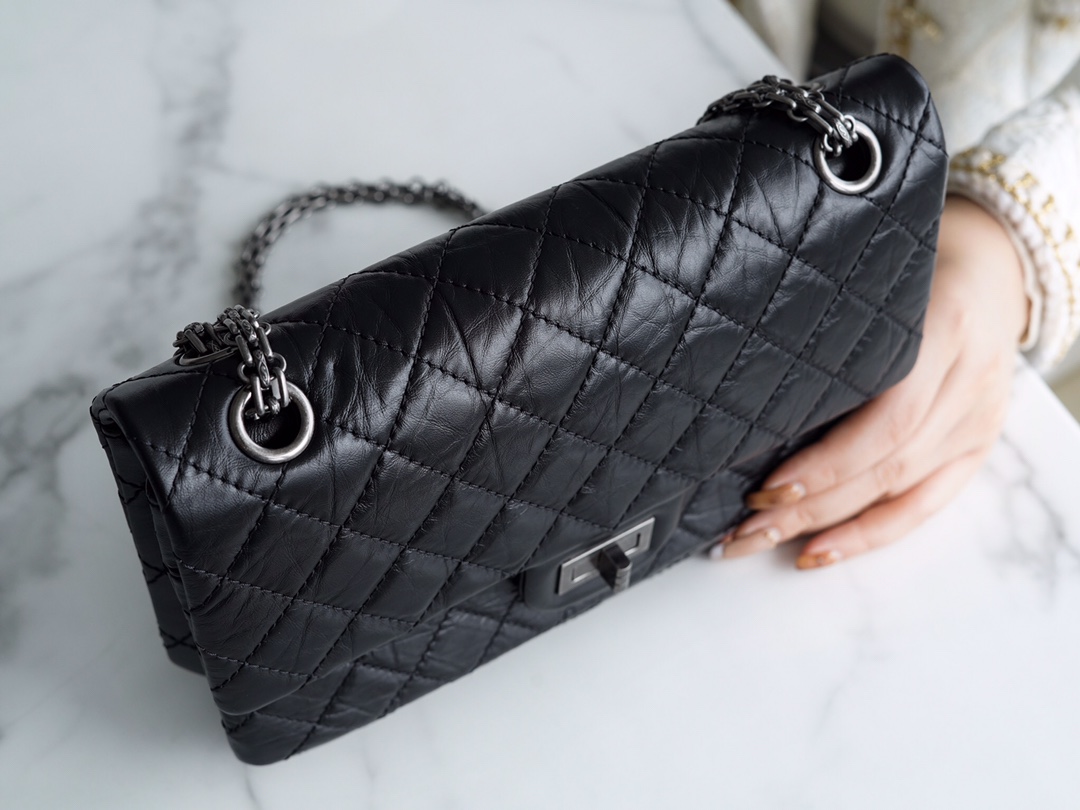 𝗖𝗵𝗮𝗻𝗲𝗹 Replica ❷. ❺❺ Italian [Montebello] Calfskin Small   Black Silver