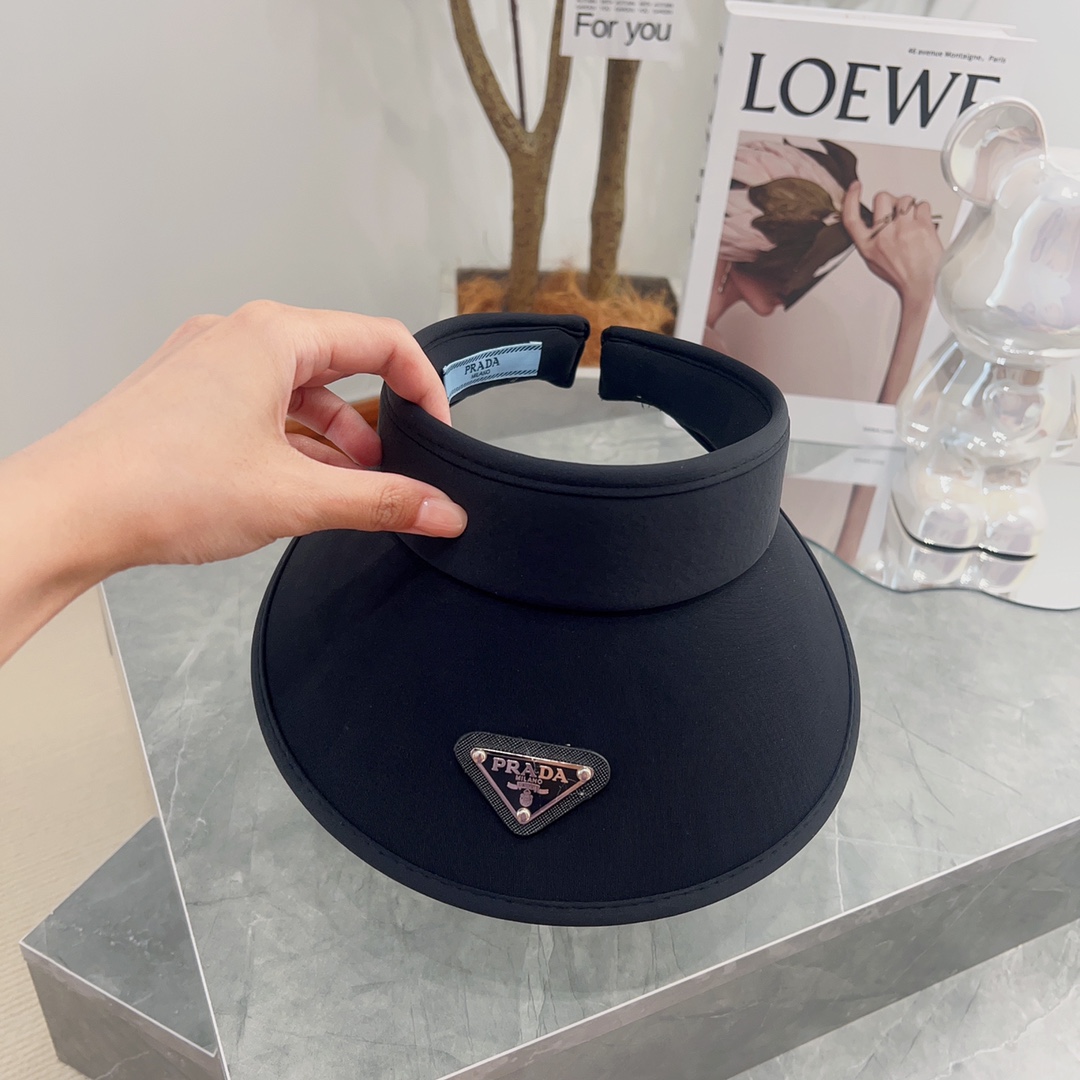[PRADA Prada] 2023 summer new ice silk sun visor empty top hat