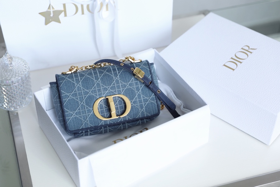 DIOR CARO Denim blue vine check embroidery DR-021