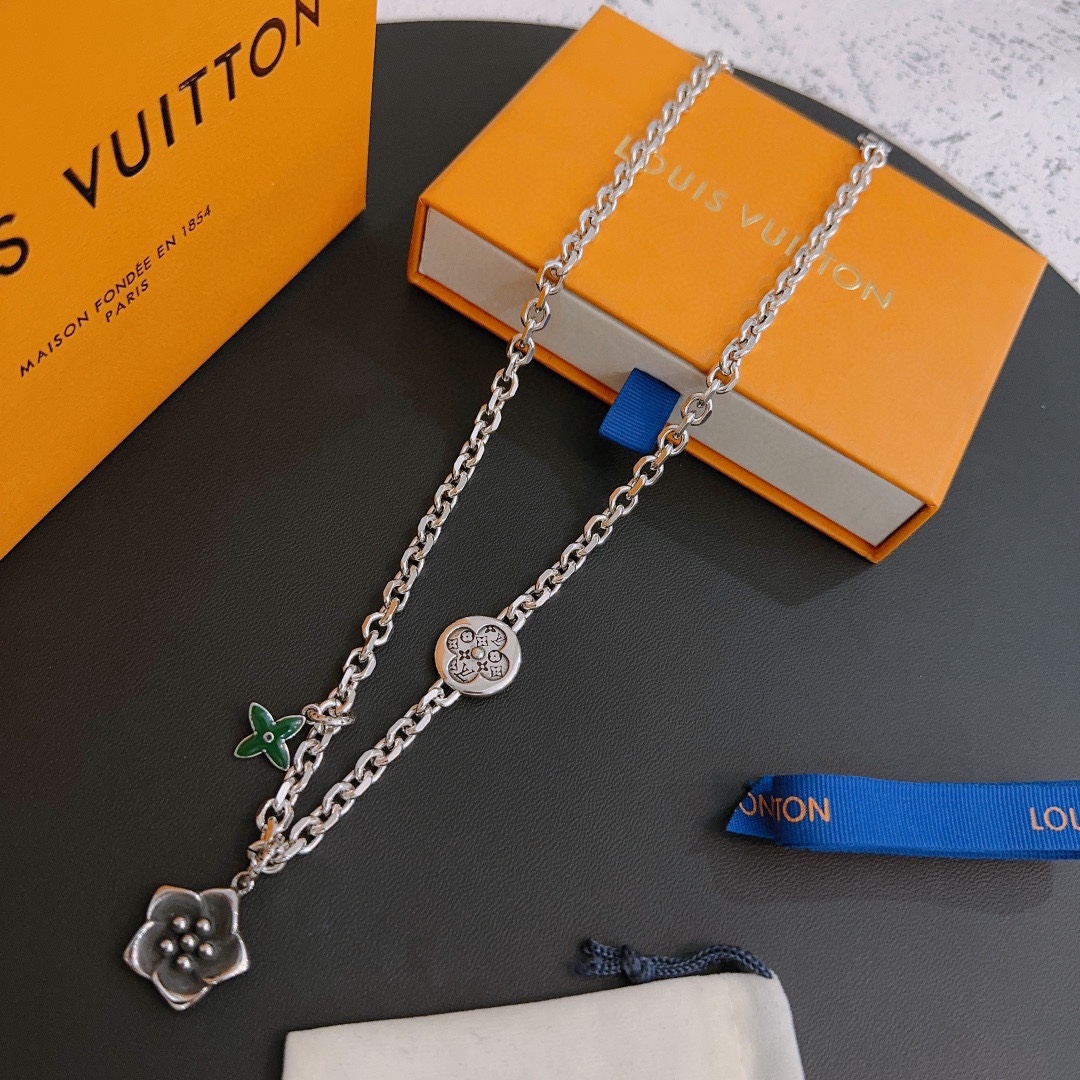 Louis Vuitton Rockabilly punk thai silver vintage silver necklace for couples with a 60cm chain length that can be changed