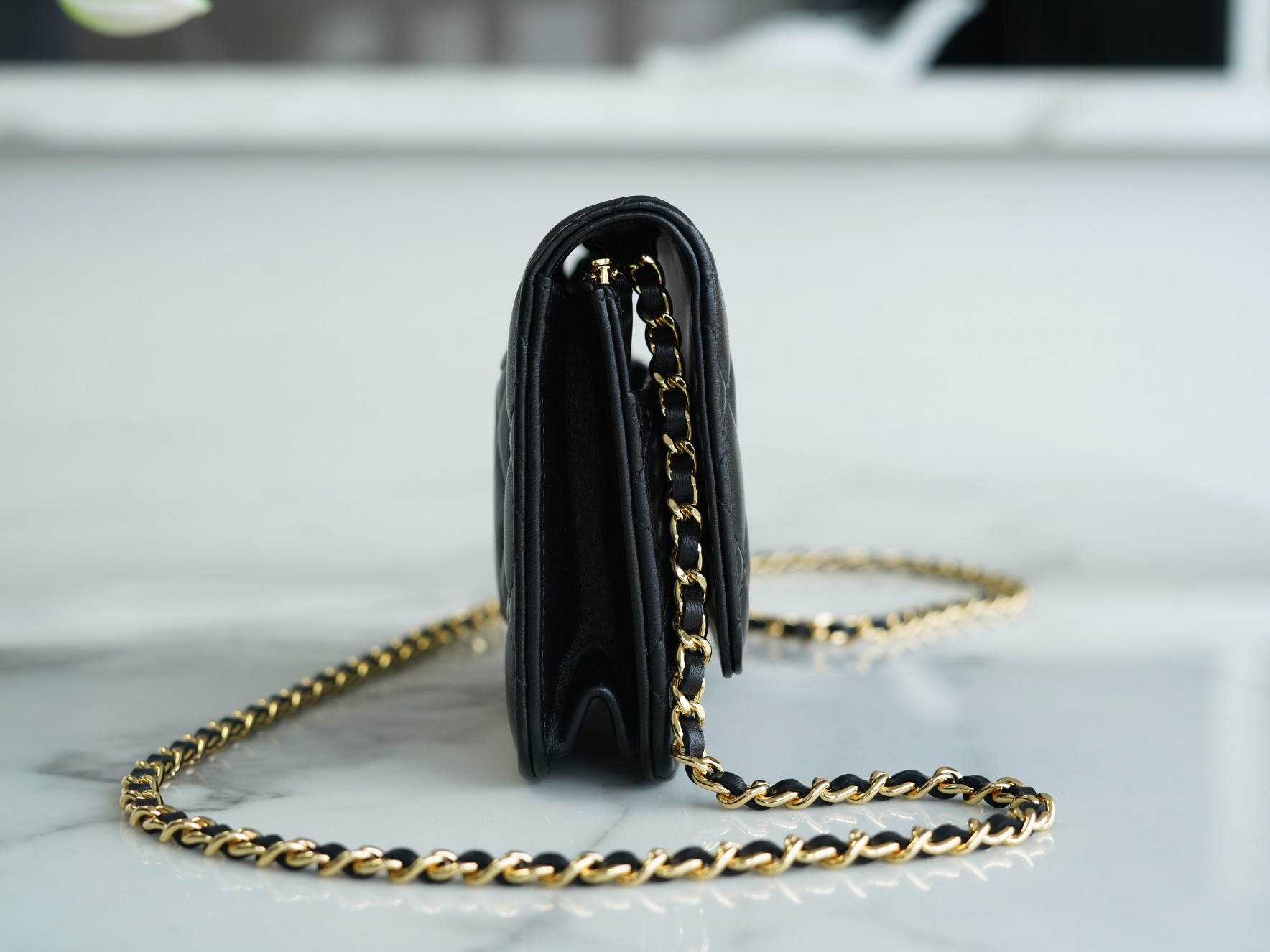 CHANEL 𝑾𝒐𝒄 Fat Choi Bag Entry Classic 𝑾𝒐𝒄𝒄 (Magnetic Closure) Black Sheep Gold🐑