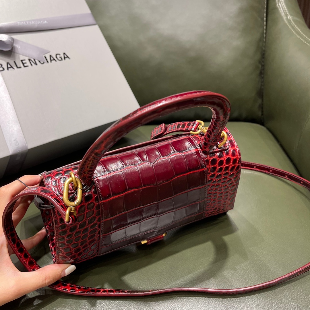 BALENCIAGA 𝐇𝐨𝐮𝐫𝐠𝐥𝐚𝐬𝐬𝐬 𝐒 crocodile-textured cowhide