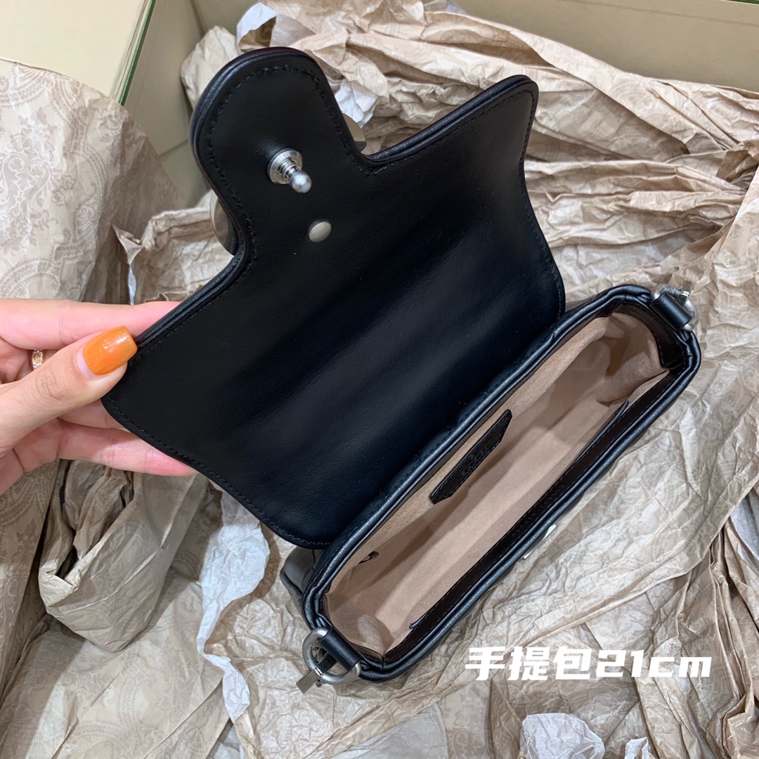 GUCCI marmont marmont geometric series (handbag black 21cm)# 583571