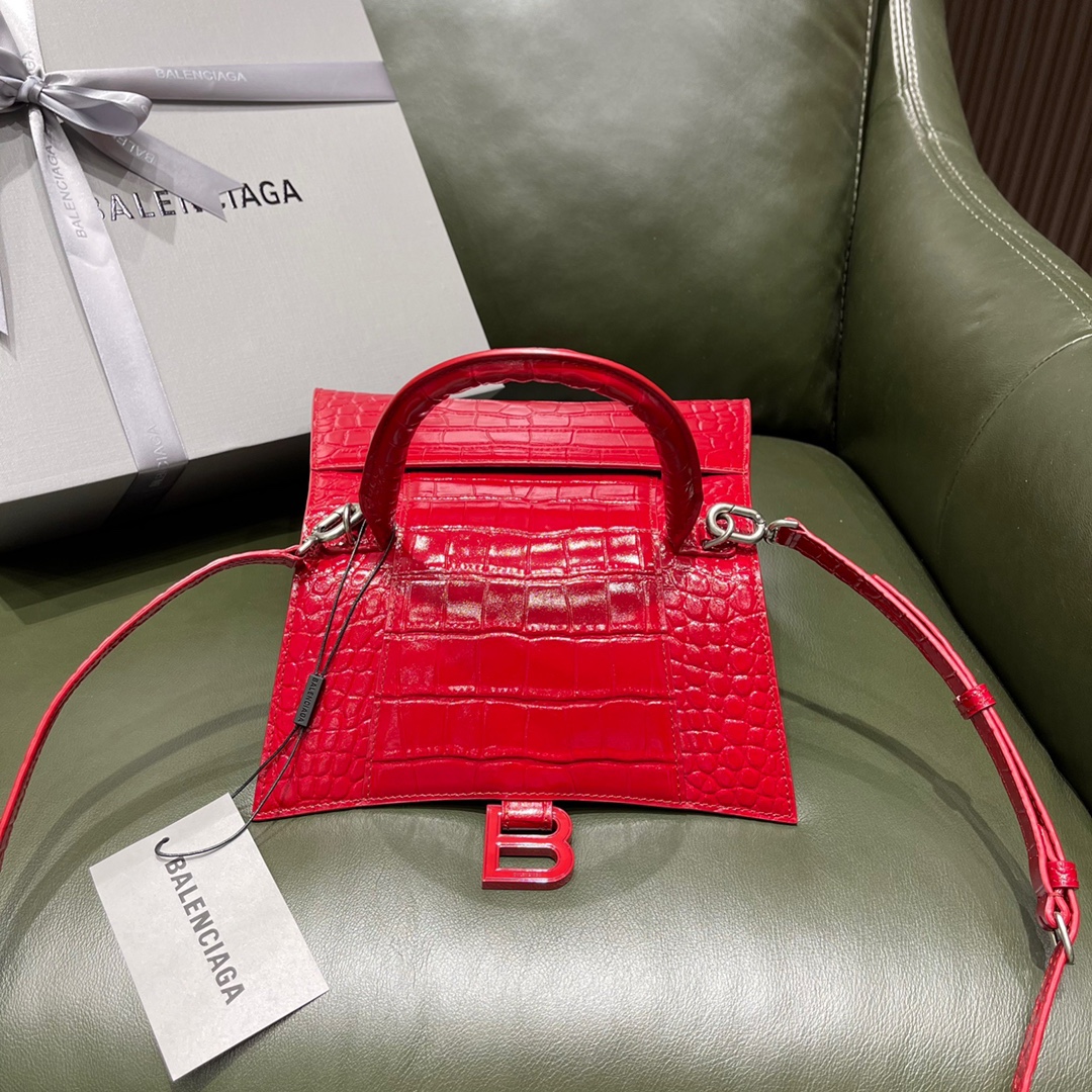 BALENCIAGA 𝐇𝐨𝐮𝐫𝐠𝐥𝐚𝐬𝐬𝐬 𝐒 crocodile-textured cowhide