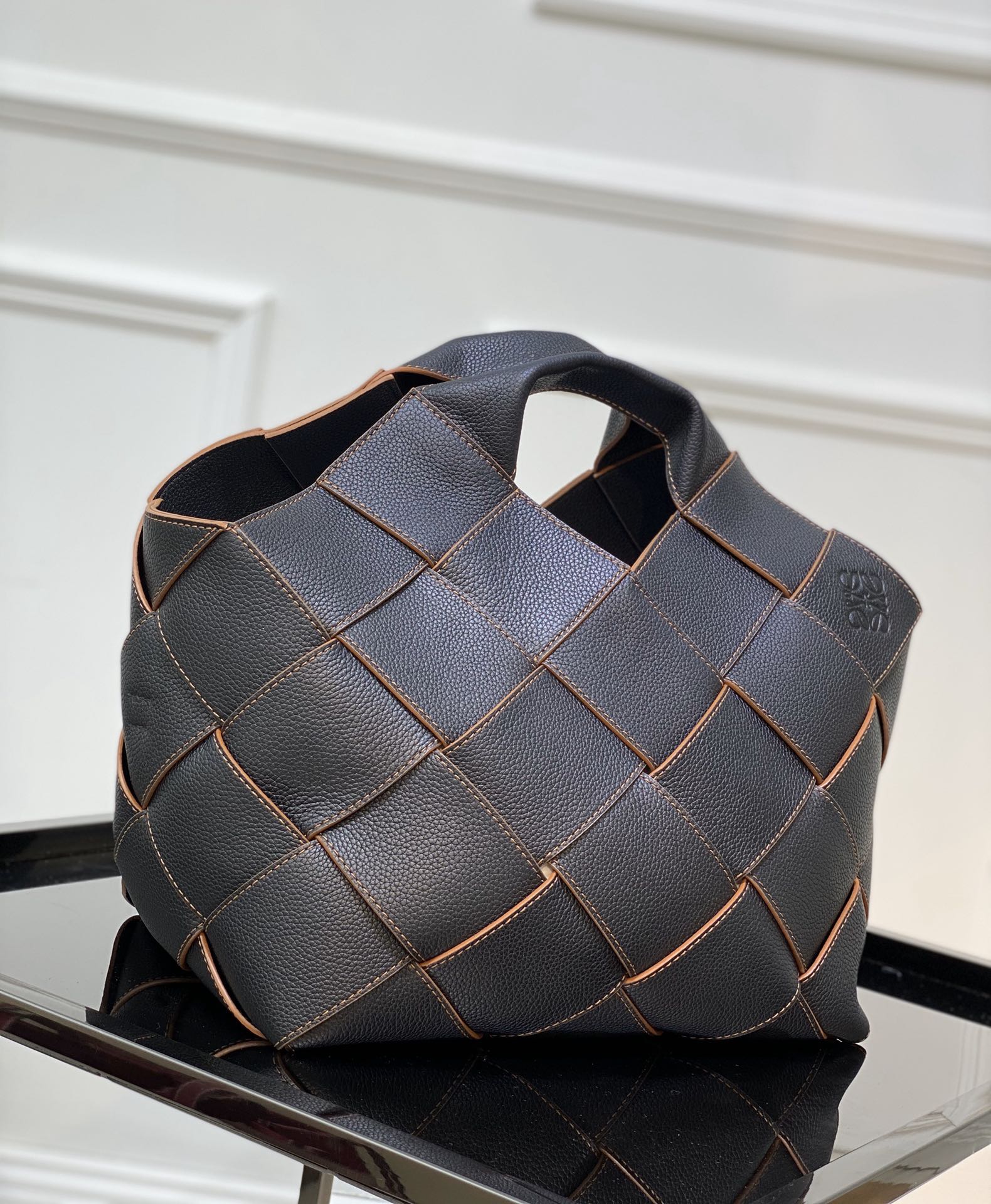 LOEWE Woven Basket Gingham Bag #10118