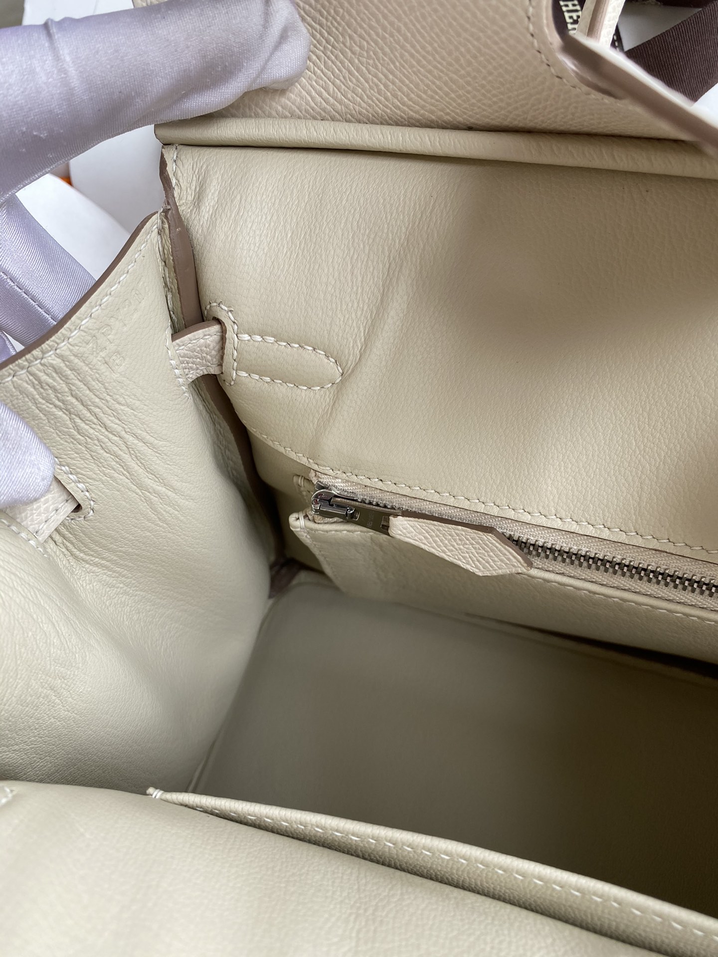 Birkin 25cm Epsom Leather Milkshake White Silver Buckle