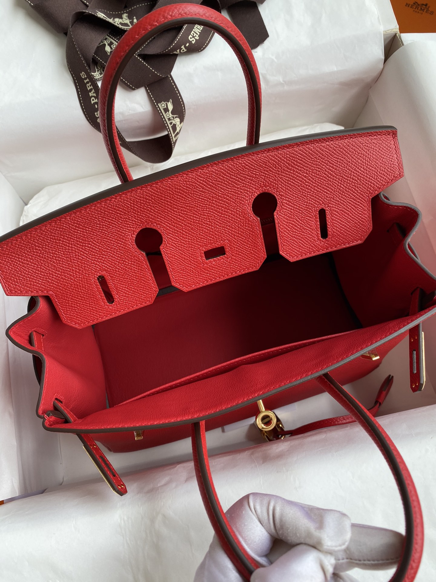 Birkin 25cm Epsom Leather National Flag Red Gold Buckle