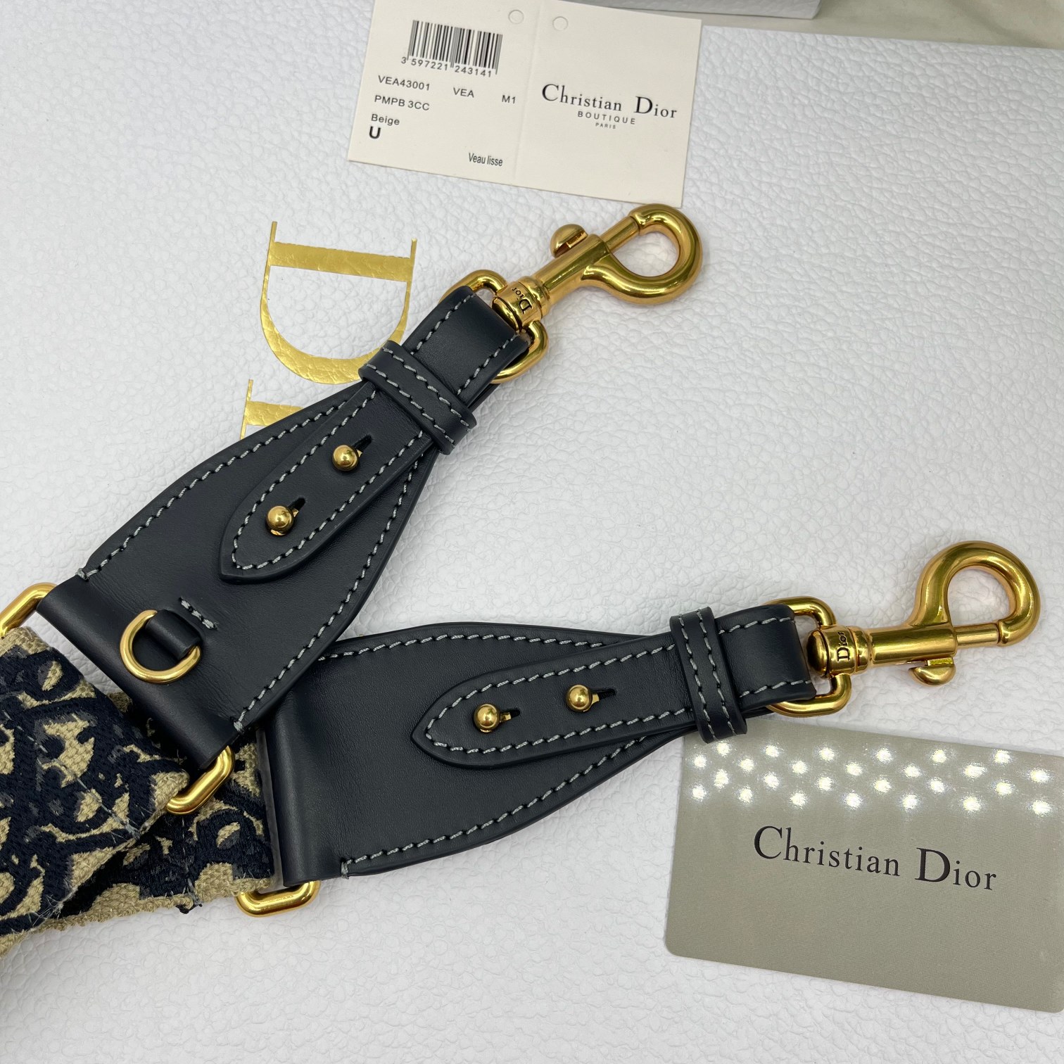 Dior Blue D shoulder strap