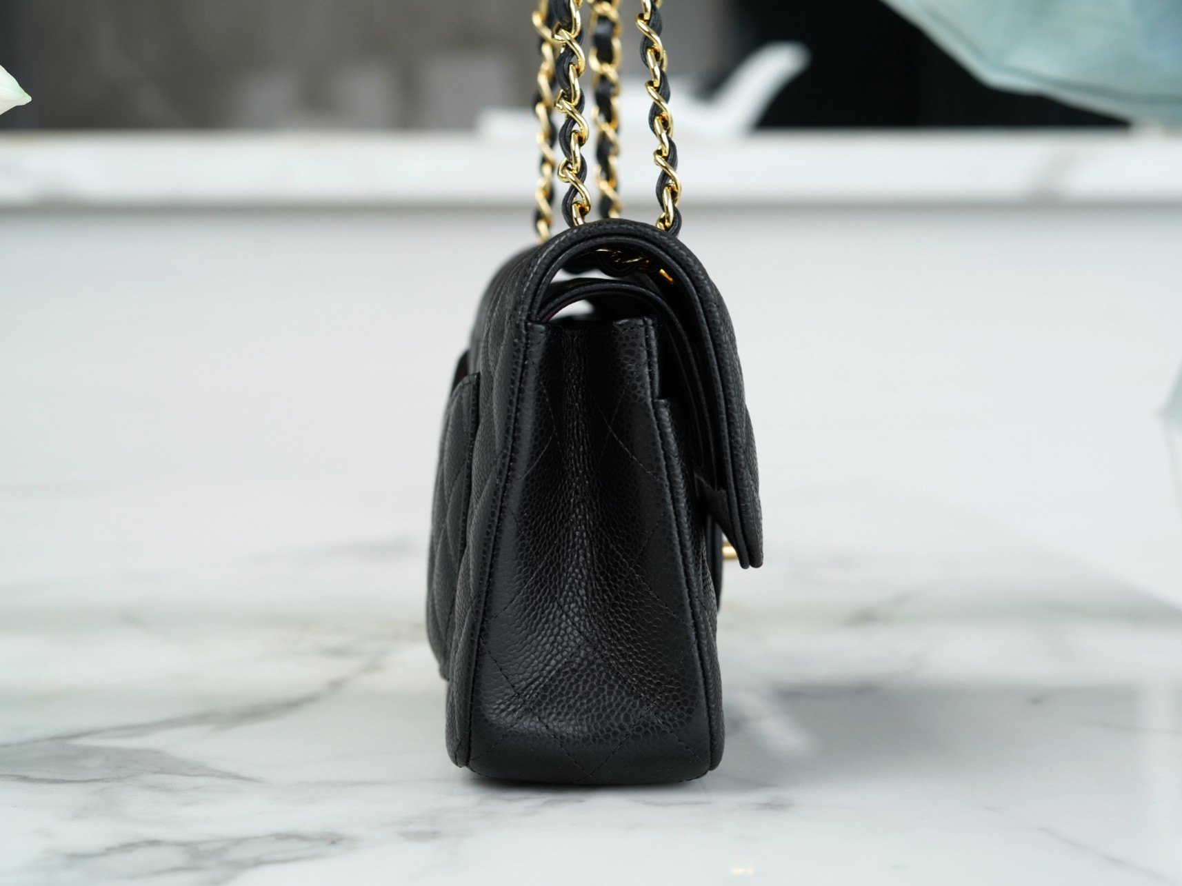 ๐๐๐๐๐๐ Classic Flap France ๐ซ๐ท ๐๐๐๐ฌOriginal Lychee Ball Pattern ๐ Classic Flap Bag Gold Buckle Small Black ๐ค