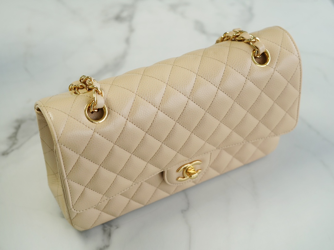 ๐๐๐๐๐๐ Classic Flap France ๐ซ๐ท ๐๐๐๐ฌOriginal Caviar ๐ Genuine Leather Caviar Medium Apricot