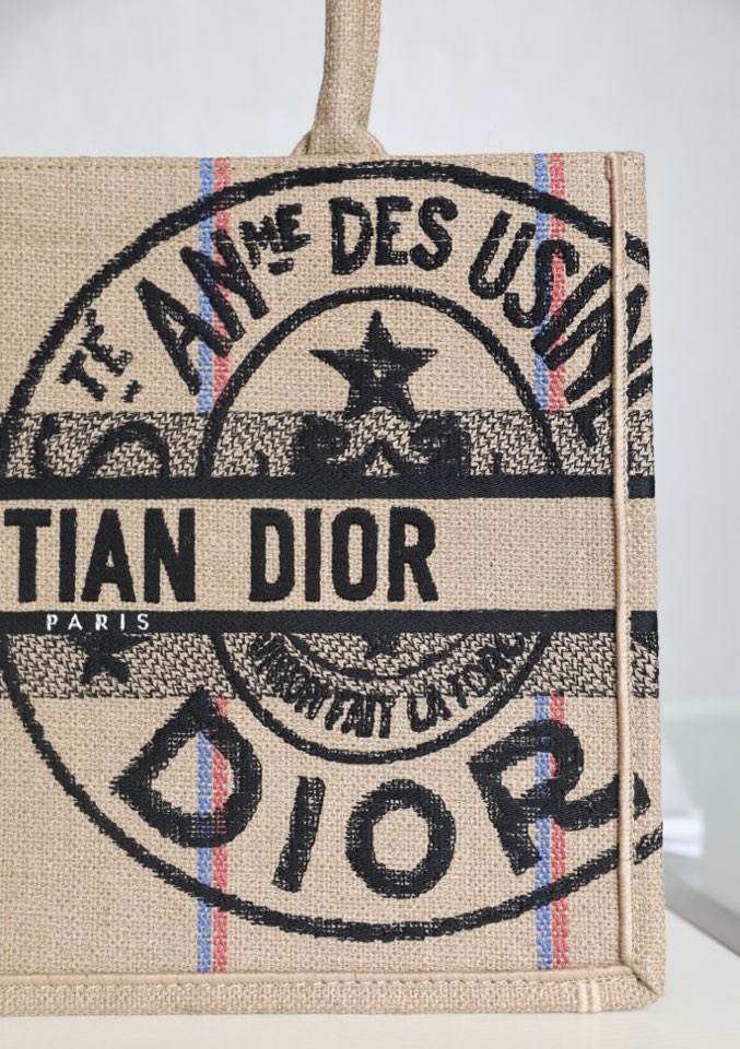 DIOR TOTE beige linen canvas