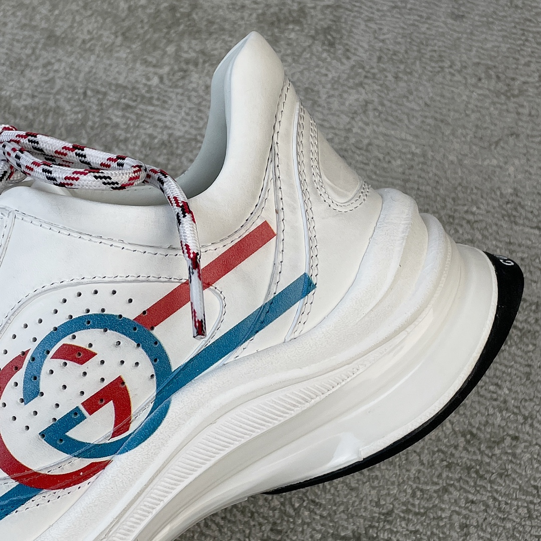 Full leather version of the Gucci RUN collection Cowhide Sheepskin Running shoes Blue Red