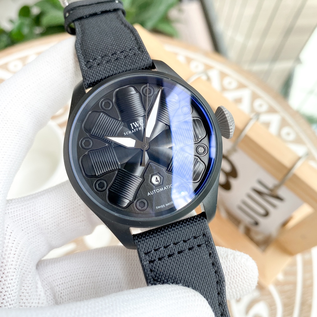 IWC- Sapphire crystal with blue coating on both sides Top 316 stainless steel case and strapap